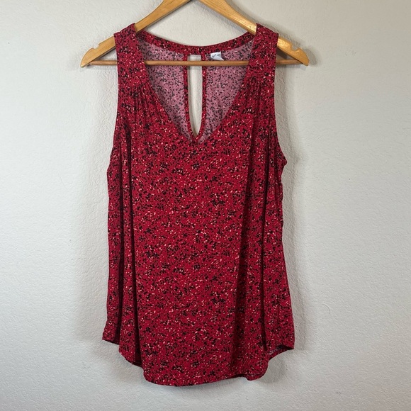 Old Navy Red Abstract Dots Lightweight Sleeveless Flowy Shirt Top Size Large - Picture 1 of 11
